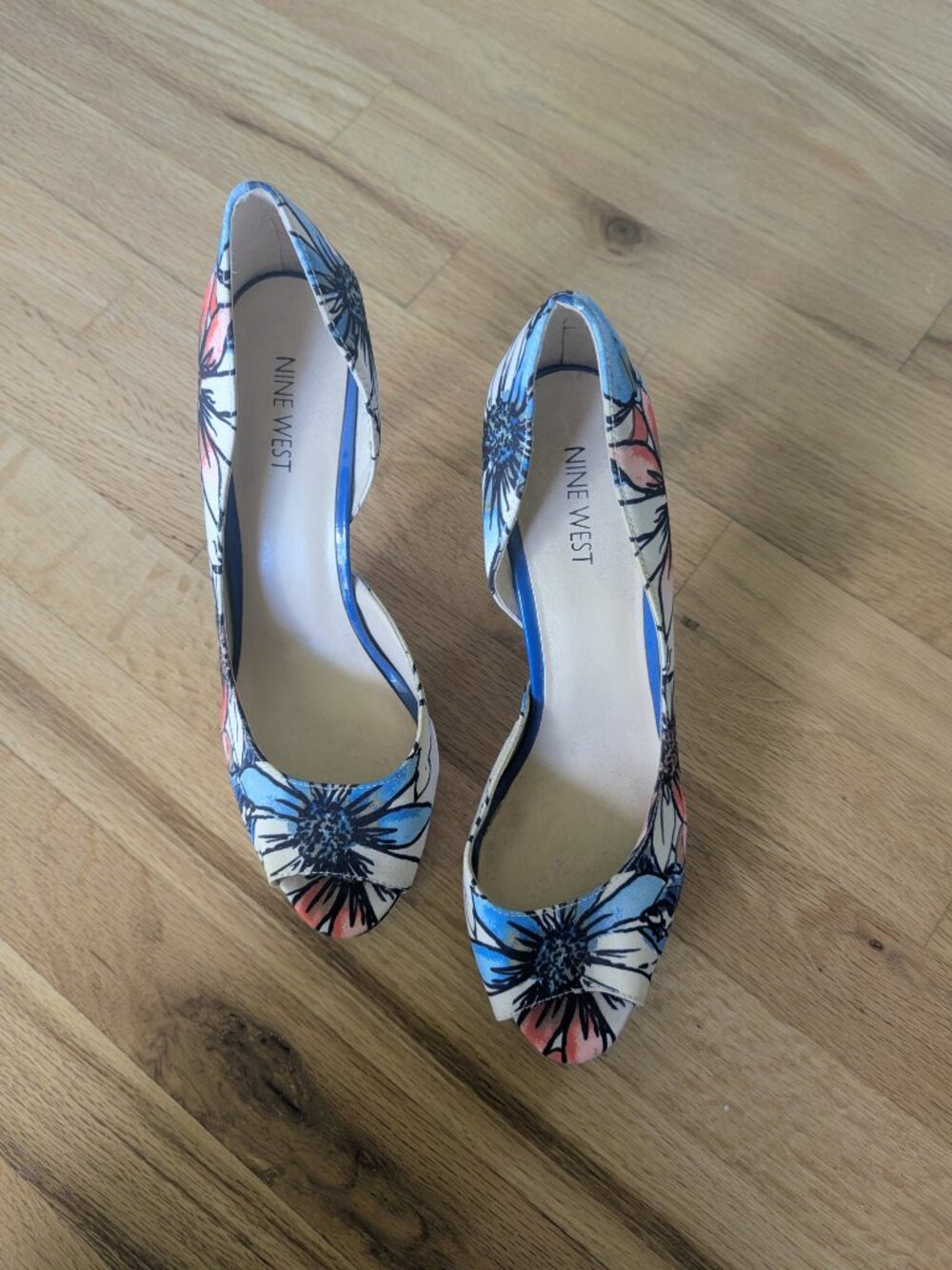 Nine West Floral Peep‑Toe Platform Heels – Size 9.5 - Picture 6 of 6